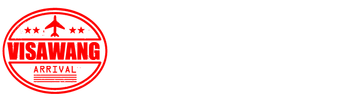 圖片採黑色背景，中央呈現印尼簽證王的正式識別 Logo。左側為紅色圓形印章風格設計，包含飛機圖案、三顆星與「VISAWANG」字樣，下方標示「ARRIVAL」及水平線條，象徵航空入境與專業簽證代辦服務。右側則以白色字體呈現「印尼簽證王」，底部搭配白色英文字「INDONESIA VISA」，強化品牌定位。整體視覺對比鮮明、辨識度高，適合用於深色背景的官網區塊、Banner、公版素材與影片片頭。