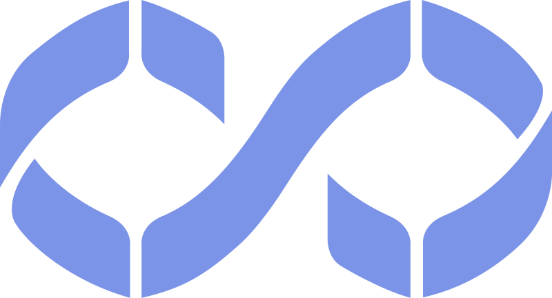 以柔和藍紫色線條構成無限符號，象徵延續、穩定與循環，適合使用於科技服務或長期合作象徵的視覺呈現。