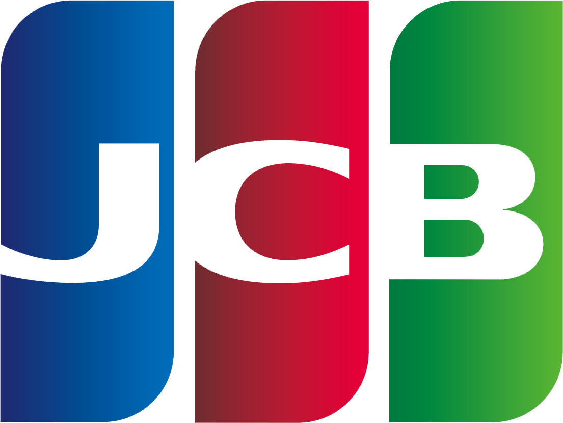 由藍、紅、綠三色區塊組成的 JCB 品牌識別，中央黑色字母清晰醒目，代表國際通用的支付方式，常見於旅遊網站付款頁面。