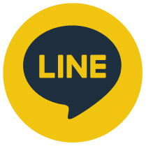 圖片以黃色圓形為底，中心是深藍色 LINE 對話框圖示。圖案清楚表達加 LINE 聯繫的用途，適合放置在官網聯絡資訊區，引導使用者加入 LINE 官方帳號取得簽證申請協助。